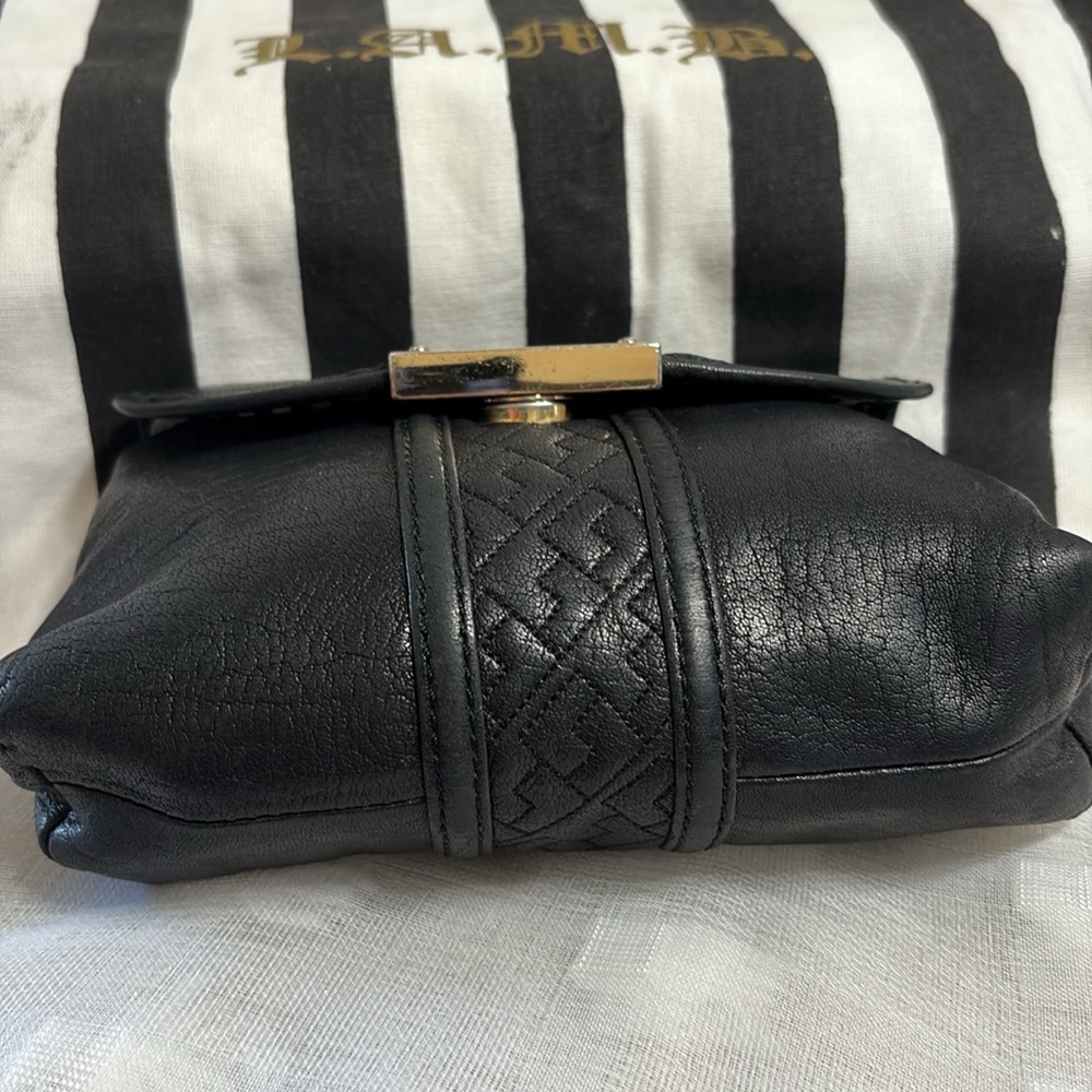 L.A.M.B. Gwen Stefani Black Leather Vintage Clutch - Picture 6 of 10